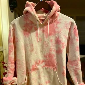 Artists Union pink white tie dye hoodie